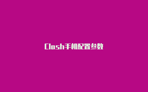 Clash手机配置参数