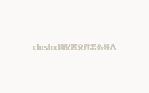 clashx的配置文件怎么导入