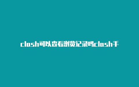 clash可以查看浏览记录吗clash手机加速地址