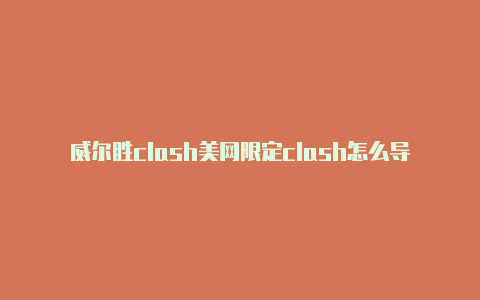 威尔胜clash美网限定clash怎么导入ss