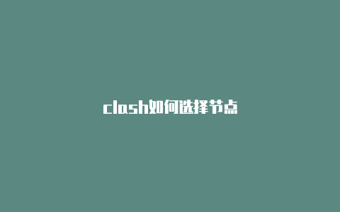 clash如何选择节点