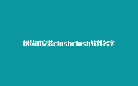 树莓派安装clashclash软件名字