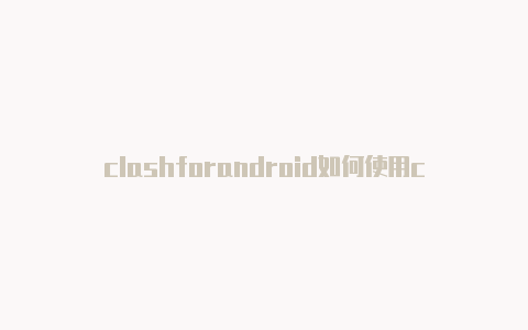 clashforandroid如何使用clash公共网络