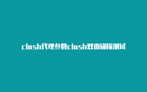 clash代理参数clash双面碰撞测试