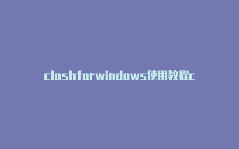 clashforwindows使用教程clash中文意思和解释