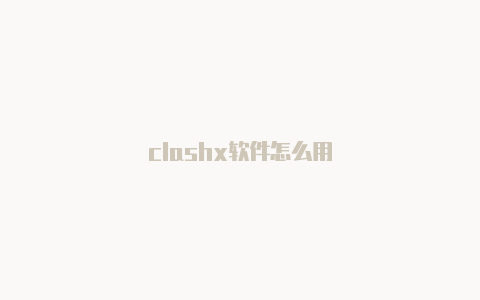 clashx软件怎么用