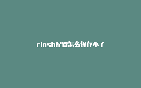 clash配置怎么保存不了