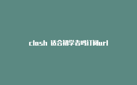 clash 适合初学者吗订阅url