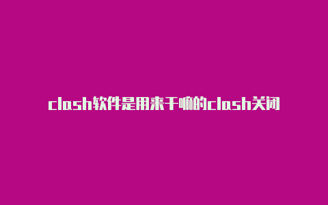 clash软件是用来干嘛的clash关闭后上不了网