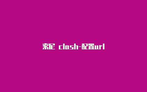 索尼 clash-配置url