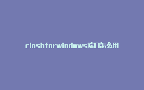 clashforwindows端口怎么用订阅地址