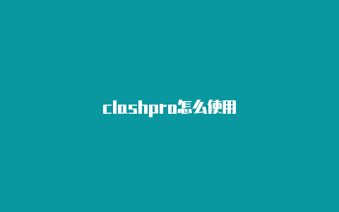 clashpro怎么使用