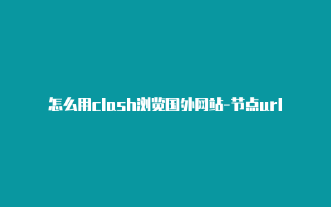 怎么用clash浏览国外网站-节点url