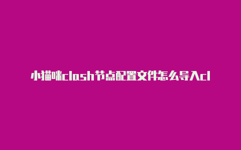 小猫咪clash节点配置文件怎么导入clash