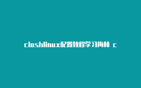 clashlinux配置教程学习梅林 clash 面板 进入