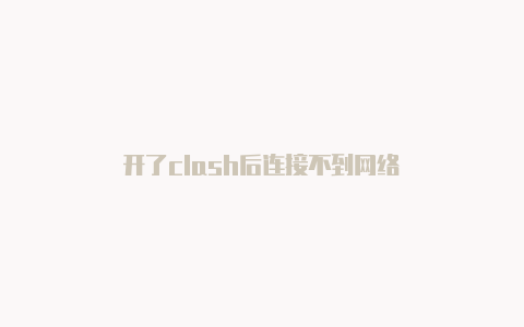 开了clash后连接不到网络