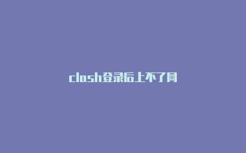 clash登录后上不了网