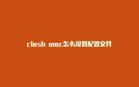 clash mac怎么设置配置文件