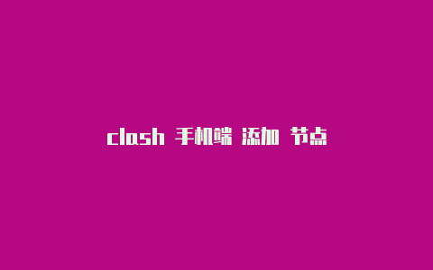 clash 手机端 添加 节点