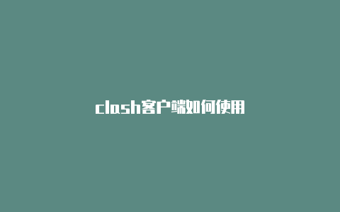 clash客户端如何使用