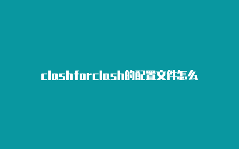 clashforclash的配置文件怎么设置安卓下载