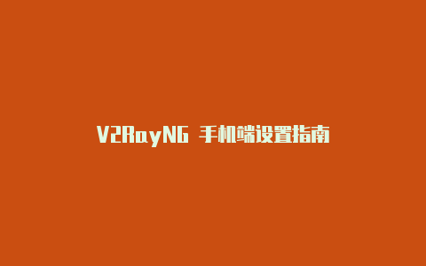 V2RayNG 手机端设置指南