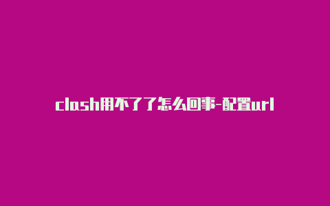 clash用不了了怎么回事-配置url