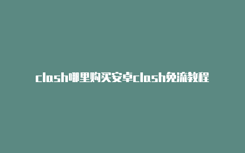 clash哪里购买安卓clash免流教程