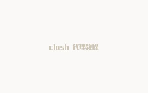 clash 代理教程