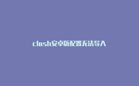 clash安卓版配置无法导入