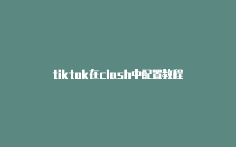 tiktok在clash中配置教程