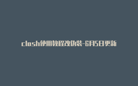 clash使用教程改伪装-6月5日更新