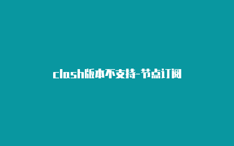 clash版本不支持-节点订阅