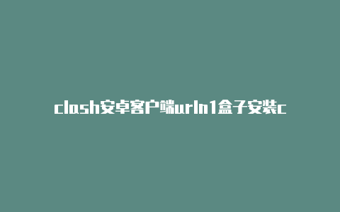 clash安卓客户端urln1盒子安装clash