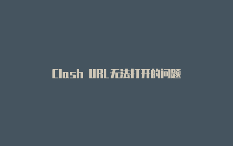 Clash URL无法打开的问题