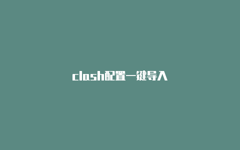 clash配置一键导入