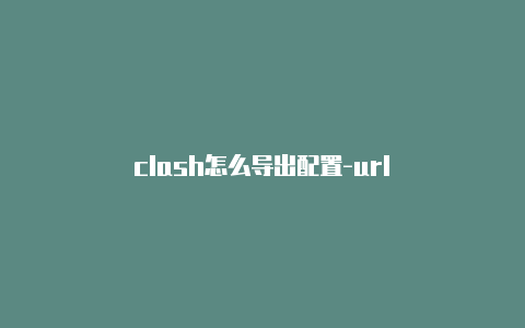 clash怎么导出配置-url