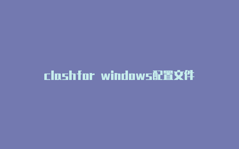 clashfor windows配置文件