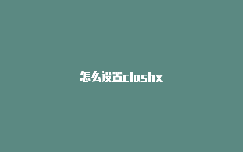 怎么设置clashx