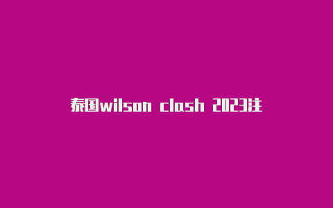 泰国wilson clash 2023注册教程免费共享