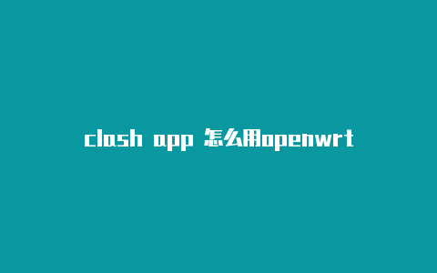 clash app 怎么用openwrt分流clash