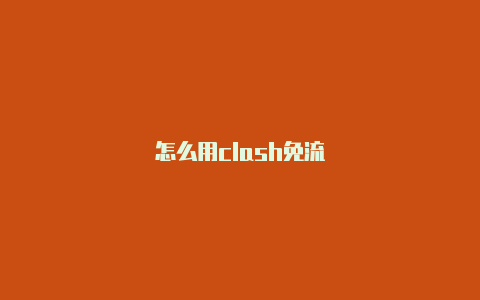 怎么用clash免流