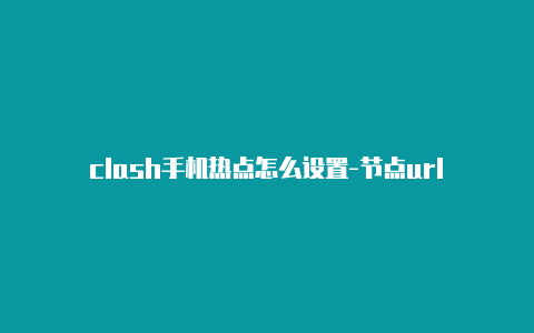 clash手机热点怎么设置-节点url