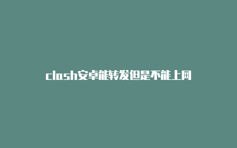 clash安卓能转发但是不能上网