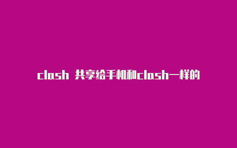 clash 共享给手机和clash一样的软件叫什么