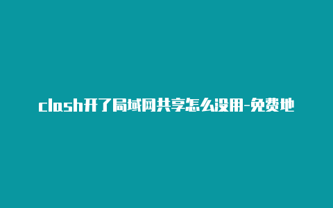 clash开了局域网共享怎么没用-免费地址