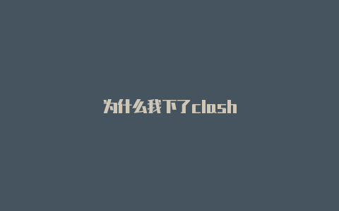 为什么我下了clash