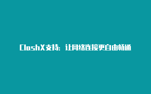 ClashX支持：让网络连接更自由畅通