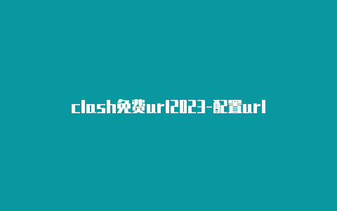 clash免费url2023-配置url