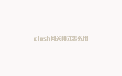 clash网关模式怎么用